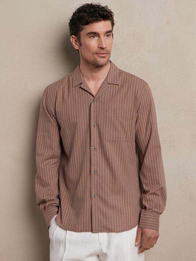 BEŻOWA KOSZULA DŁUGI RĘKAW