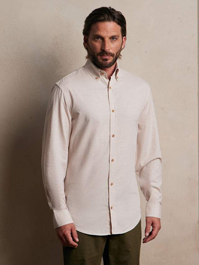 BEŻOWA KOSZULA DŁUGI RĘKAW