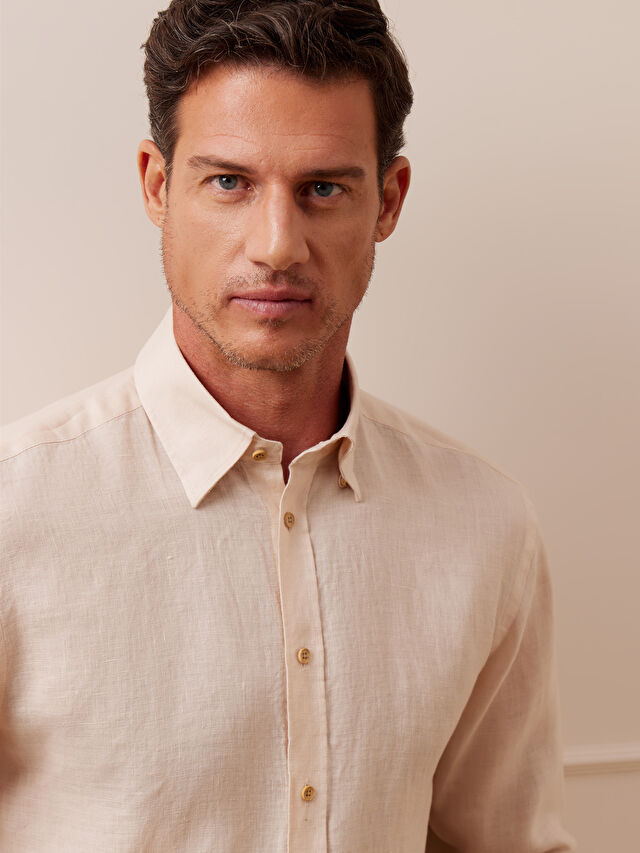 BEŻOWA KOSZULA DŁUGI RĘKAW