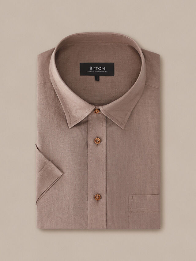 BEŻOWA KOSZULA KR. RĘKAW