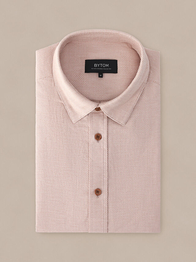 BEŻOWA KOSZULA KR. RĘKAW