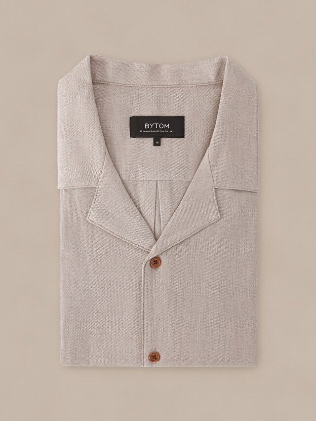 BEŻOWA KOSZULA KR. RĘKAW