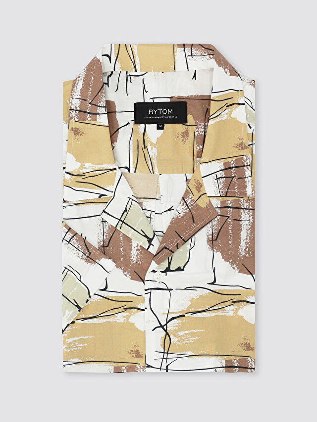 BEŻOWA KOSZULA KRÓTKI RĘKAW