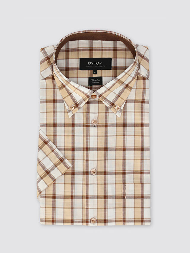 BEŻOWA KOSZULA KRÓTKI RĘKAW