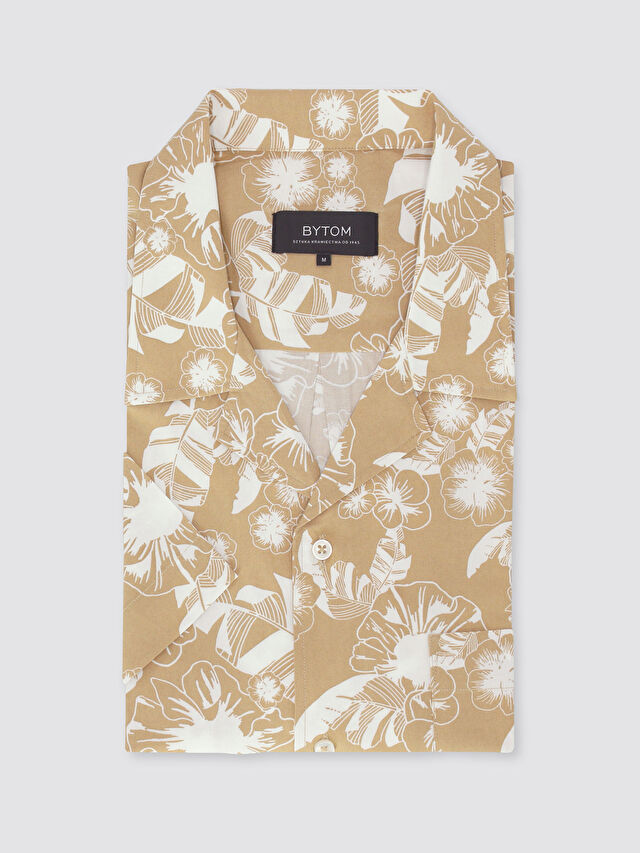 BEŻOWA KOSZULA KRÓTKI RĘKAW