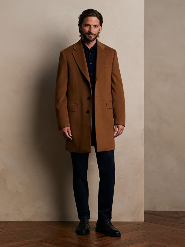 WEŁNIANY PŁASZCZ Z DODATKIEM KASZMIRU