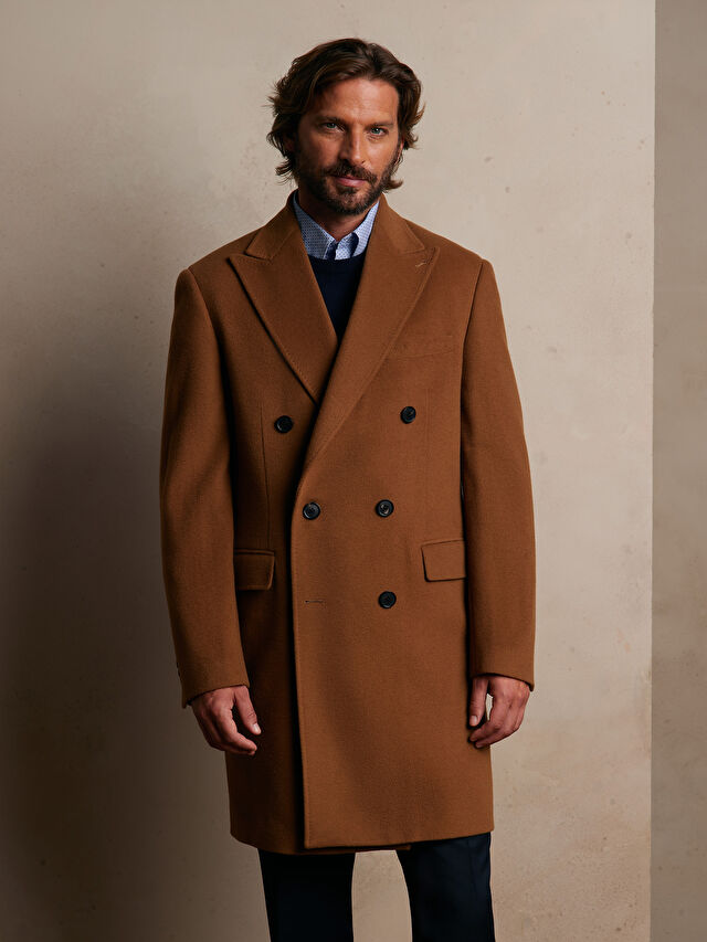 DWURZĘDOWY WEŁNIANY PŁASZCZ  Z DODATKIEM KASZMIRU