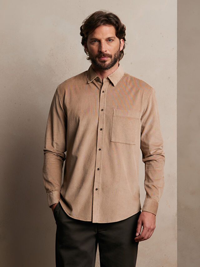 BEŻOWA KOSZULA DŁUGI RĘKAW