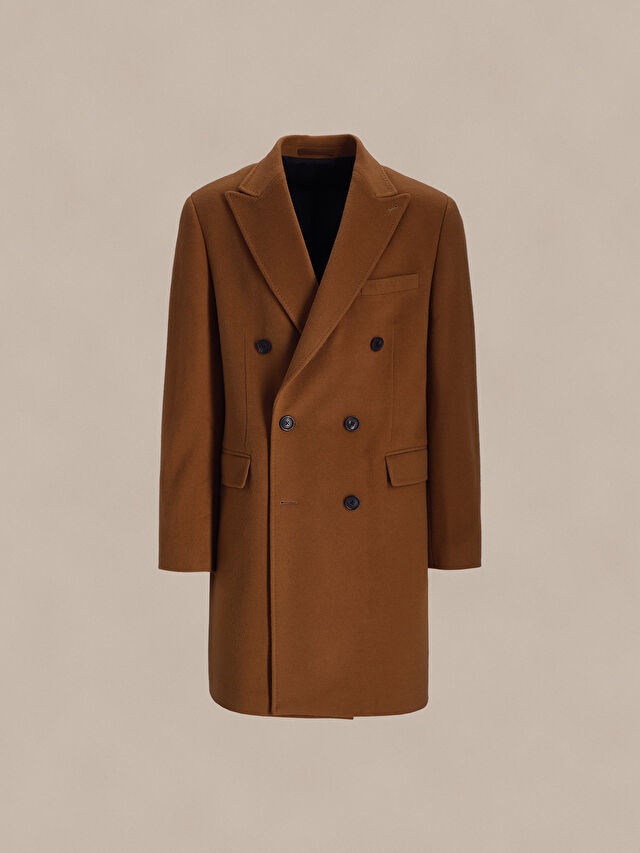 DWURZĘDOWY WEŁNIANY PŁASZCZ  Z DODATKIEM KASZMIRU