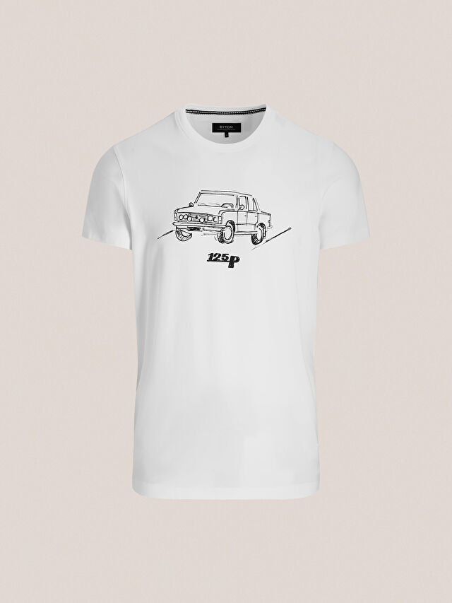 BIAŁY T-SHIRT DUŻY FIAT