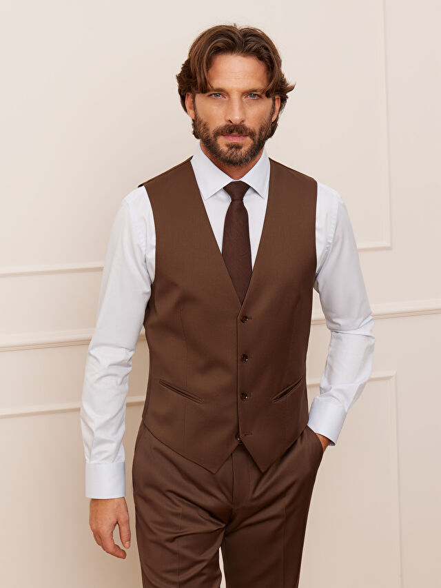 BRĄZOWA KAMIZELKA DO GARNITURU - MIKSUJ I ŁĄCZ