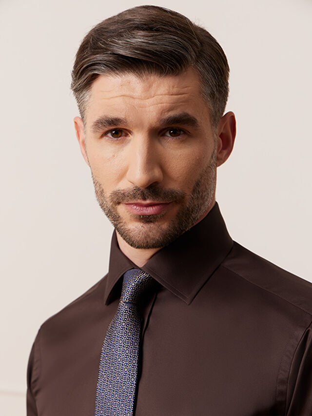 BRĄZOWA KOSZULA ROMA DŁUGI RĘKAW