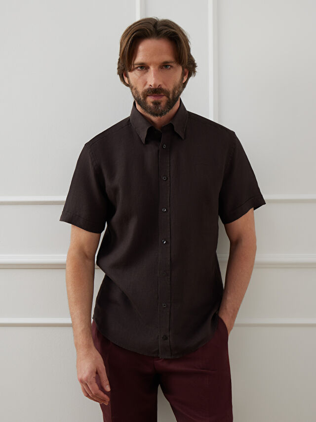 BRĄZOWA KOSZULA CAPRI KRÓTKI RĘKAW