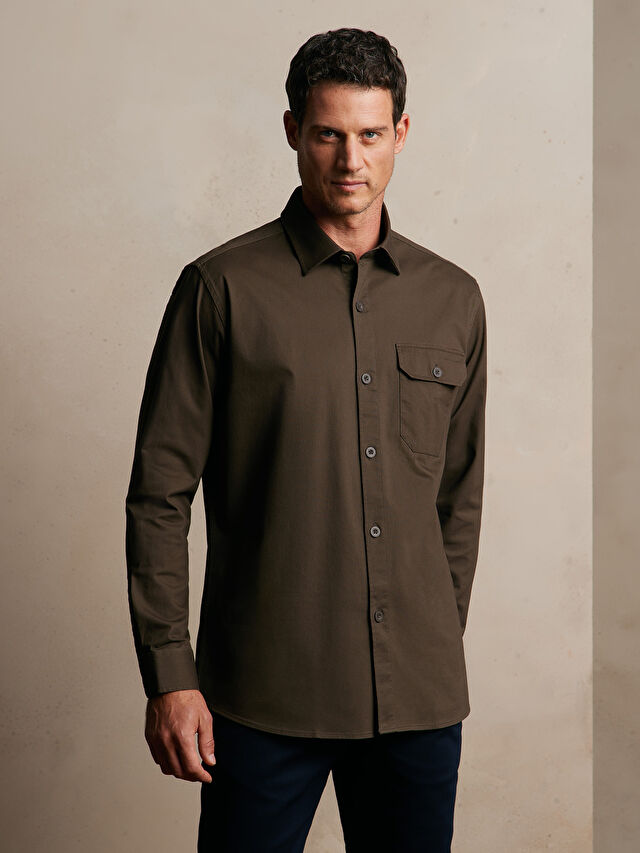 BRĄZOWA KOSZULA DŁUGI RĘKAW