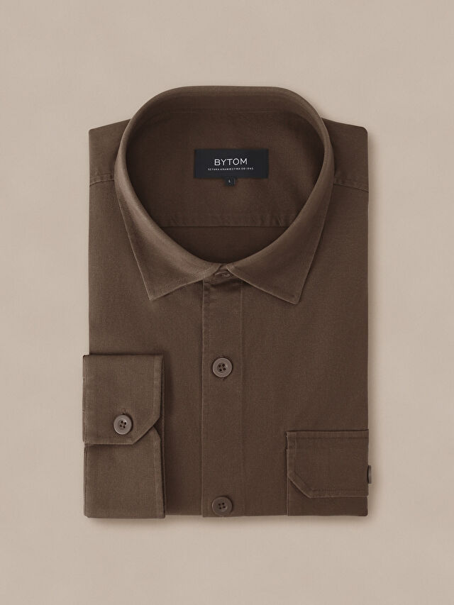 BRĄZOWA KOSZULA DŁUGI RĘKAW