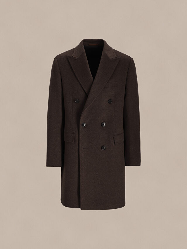 DWURZĘDOWY WEŁNIANY PŁASZCZ  Z DODATKIEM KASZMIRU