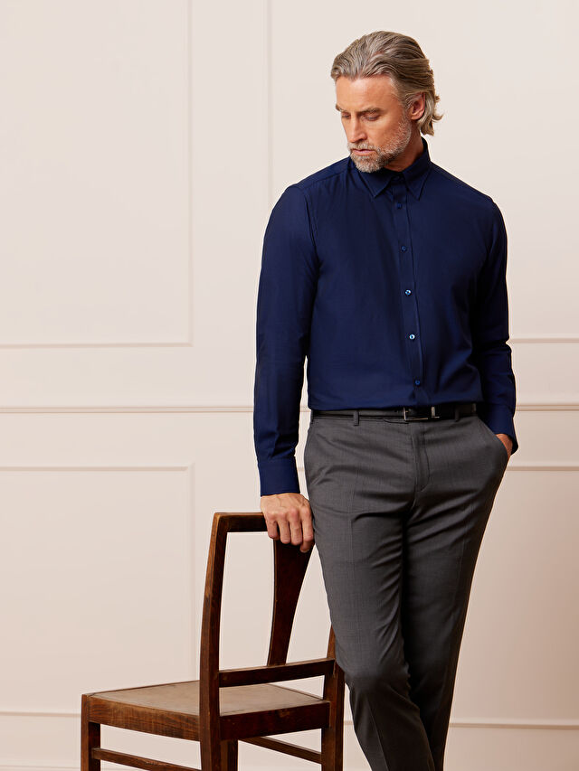 GRANATOWA KOSZULA CAPRI DŁUGI RĘKAW