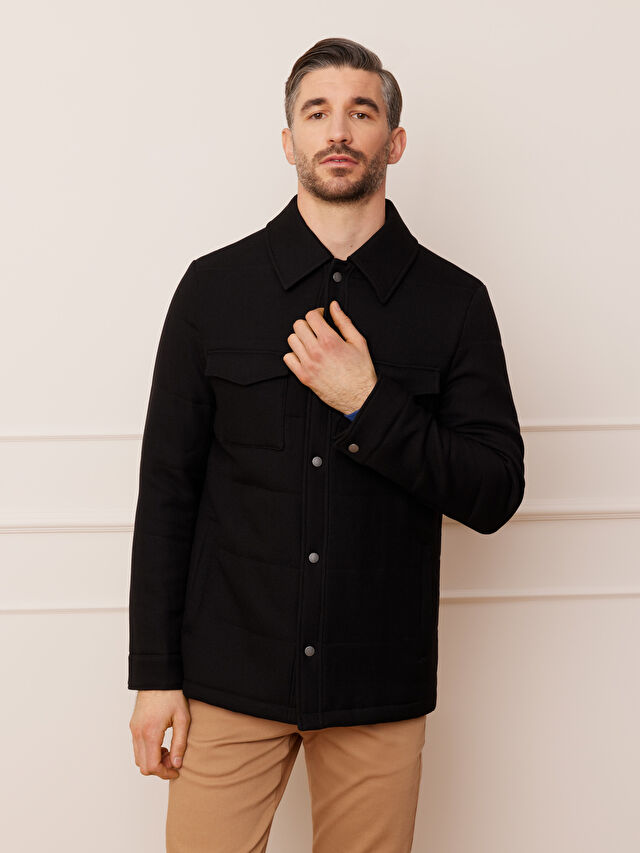 CZARNA WEŁNIANA KURTKA ADRAK