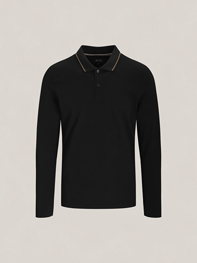 CZARNE POLO VOLSKOF DŁUGI RĘKAW