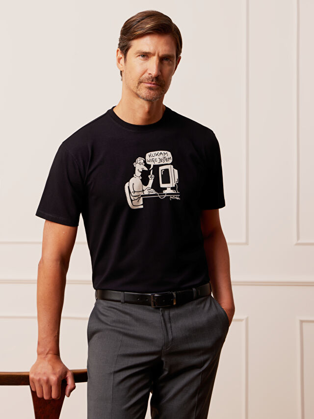 CZARNY T-SHIRT MLECZKO