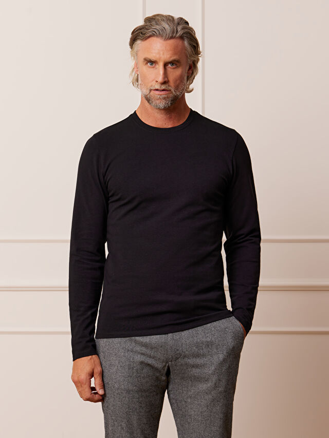 CZARNY T-SHIRT DAWLISH DŁUGI RĘKAW