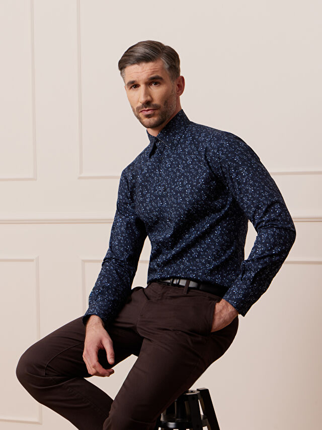 GRANATOWA KOSZULA CAPRI DŁUGI RĘKAW