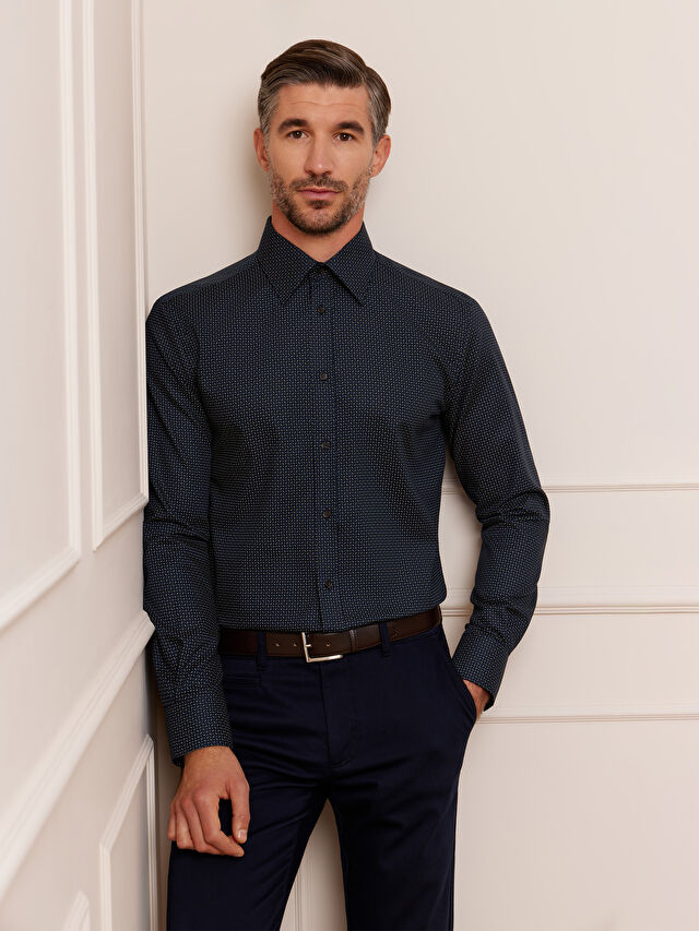 GRANATOWA KOSZULA HAGA DŁUGI RĘKAW