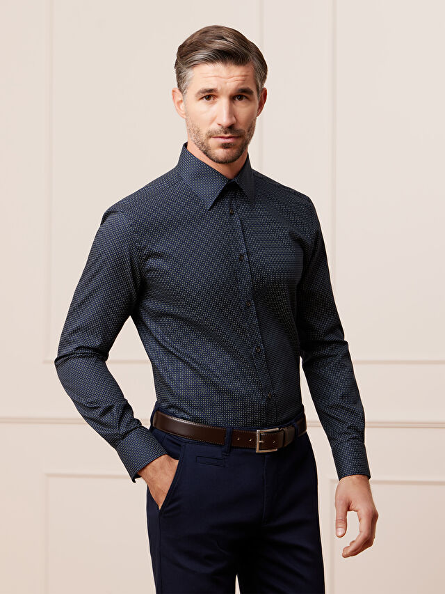 GRANATOWA KOSZULA HAGA DŁUGI RĘKAW