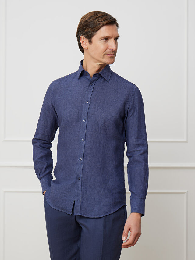 GRANATOWA KOSZULA ROMA DŁUGI RĘKAW