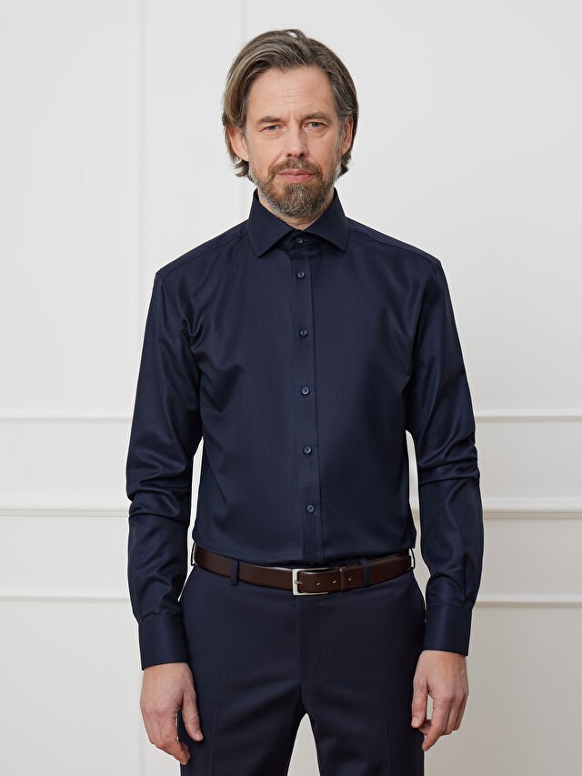 GRANATOWA KOSZULA MONACO DŁUGI RĘKAW