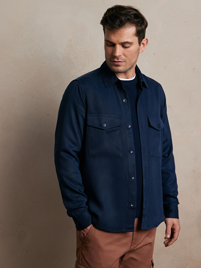 GRANATOWA KOSZULA DŁUGI RĘKAW