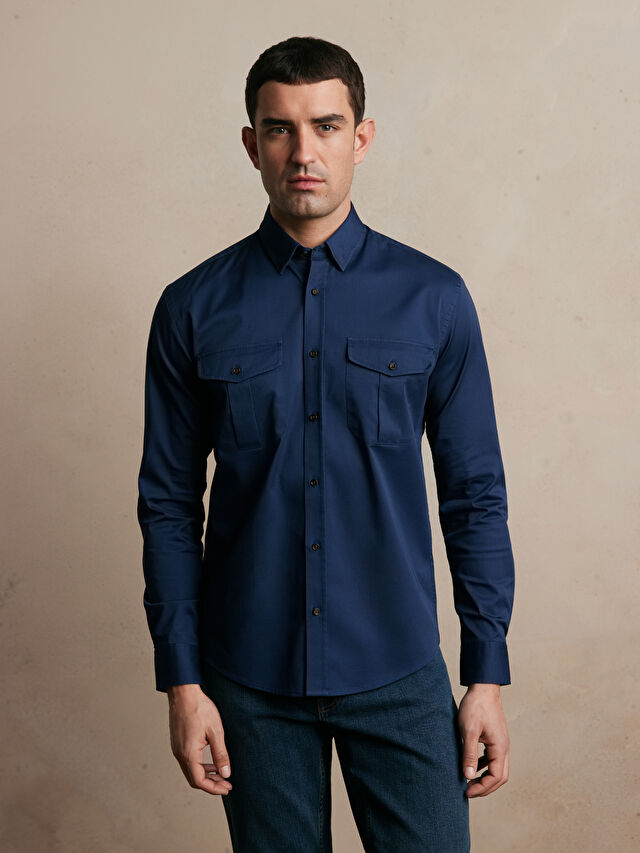 GRANATOWA KOSZULA DŁUGI RĘKAW