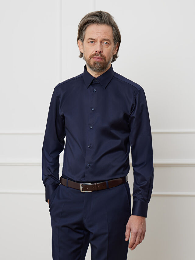 GRANATOWA KOSZULA  LONDON DŁUGI RĘKAW