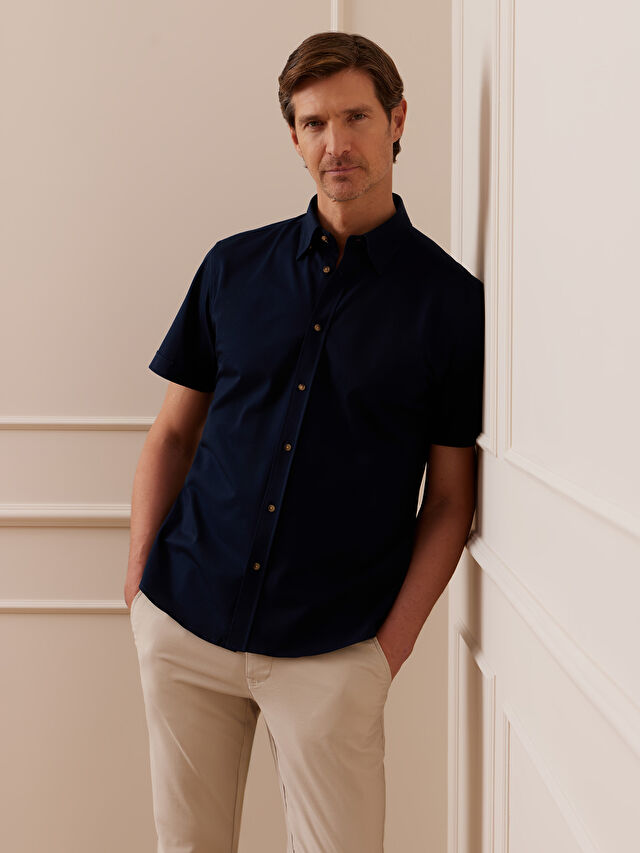 GRANATOWA KOSZULA KRÓTKI RĘKAW