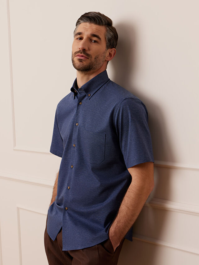 GRANATOWA KOSZULA KRÓTKI RĘKAW