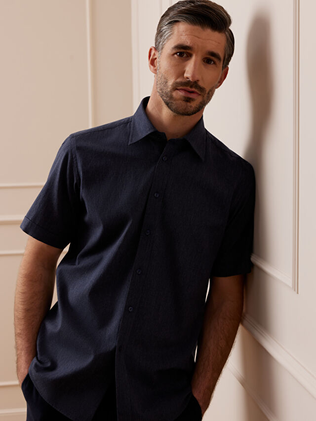 GRANATOWA KOSZULA KRÓTKI RĘKAW