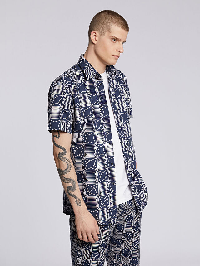 GRANATOWA KOSZULA KRÓTKI RĘKAW