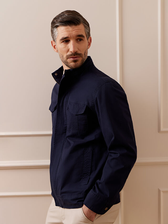 GRANATOWA BAWEŁNIANA KURTKA SALUIN