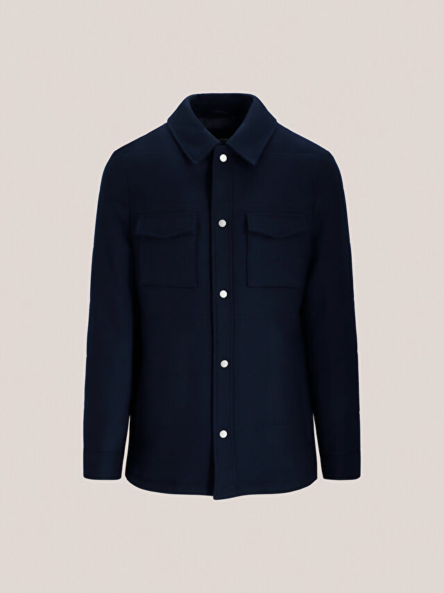 GRANATOWA WEŁNIANA KURTKA ADRAK