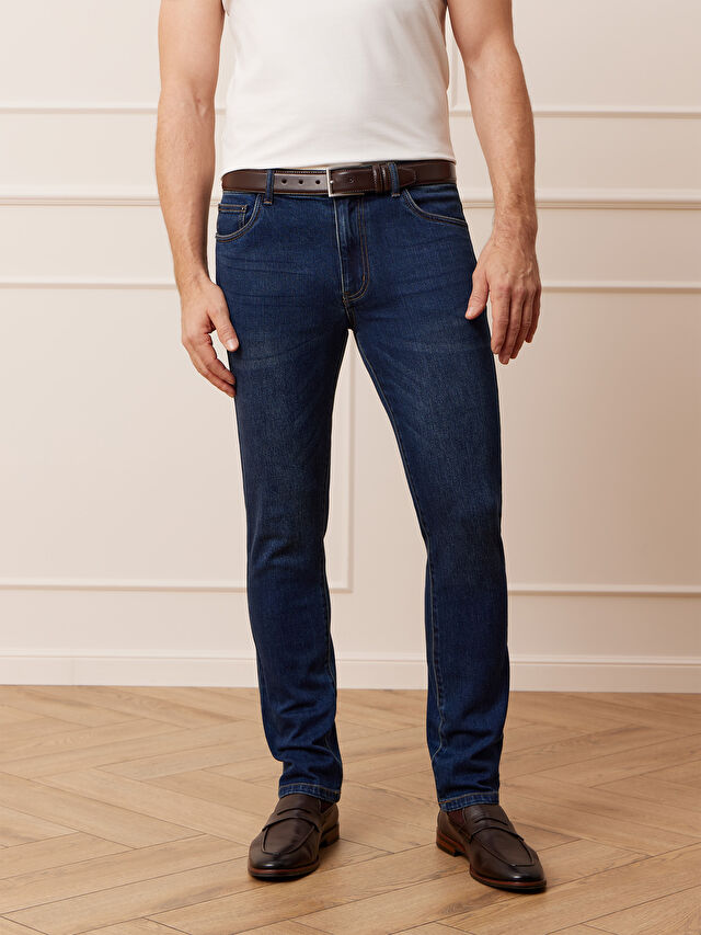 GRANATOWE JEANSY GENESON