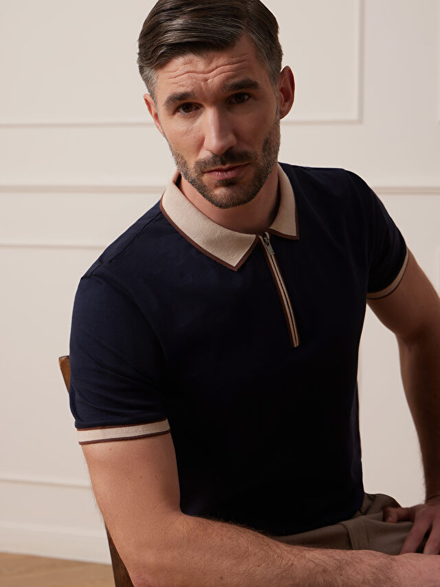 GRANATOWE POLO LETTON