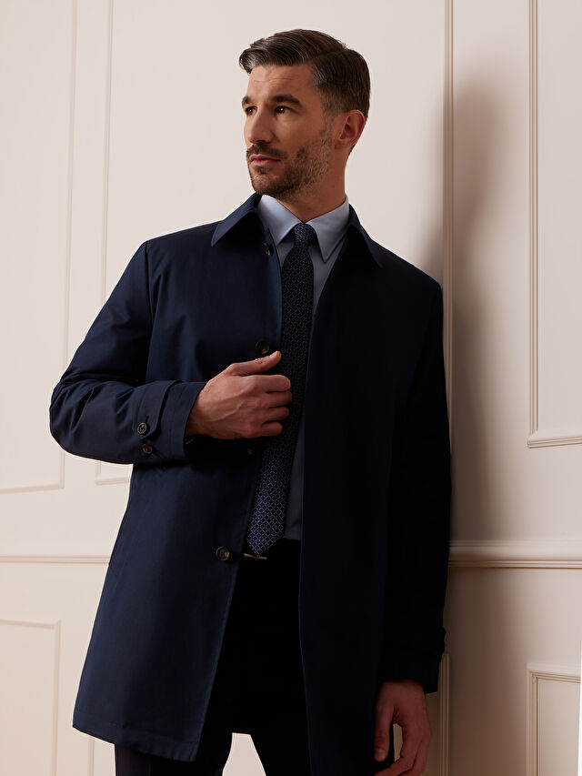 GRANATOWY PŁASZCZ MANCHESTER