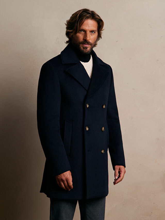 DWURZĘDOWY WEŁNIANY PŁASZCZ Z DODATKIEM KASZMIRU