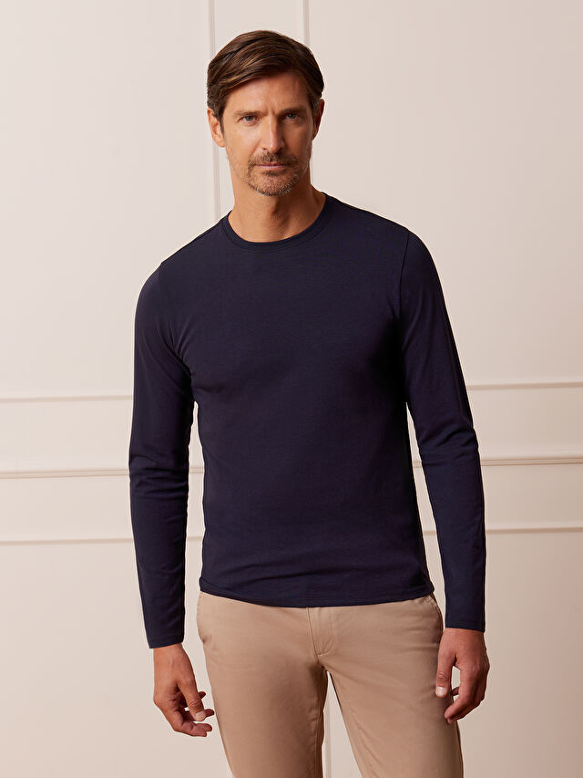 GRANATOWY T-SHIRT DAWLISH DŁUGI RĘKAW