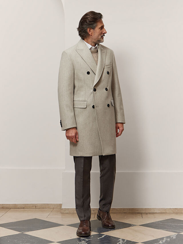 BEŻOWY DWURZĘDOWY PŁASZCZ