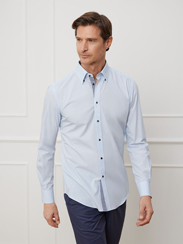 NIEBIESKA KOSZULA CAPRI DŁUGI RĘKAW