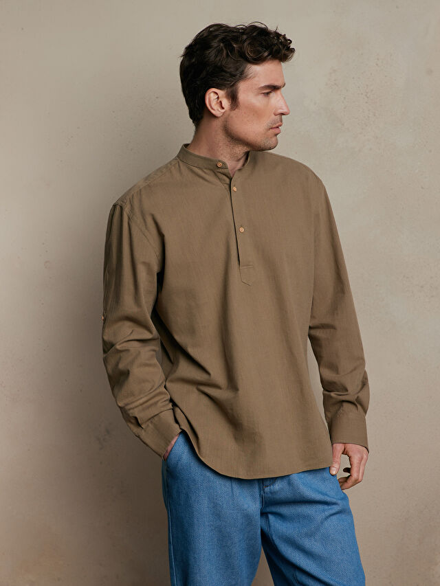 KOSZULA W KOLORZE KHAKI DŁUGI RĘKAW