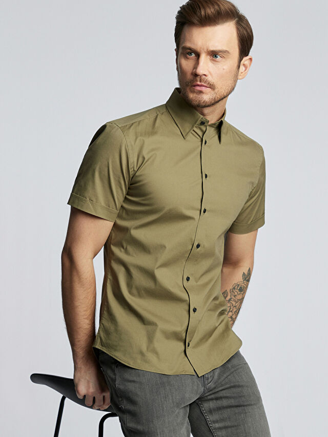KOSZULA KHAKI KRÓTKI RĘKAW