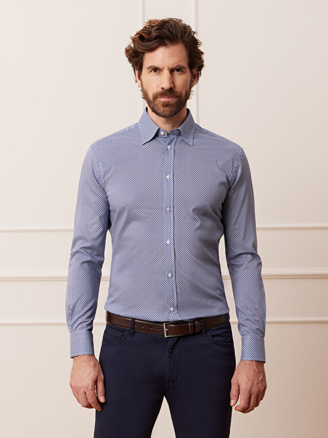 NIEBIESKA KOSZULA CAPRI DŁUGI RĘKAW