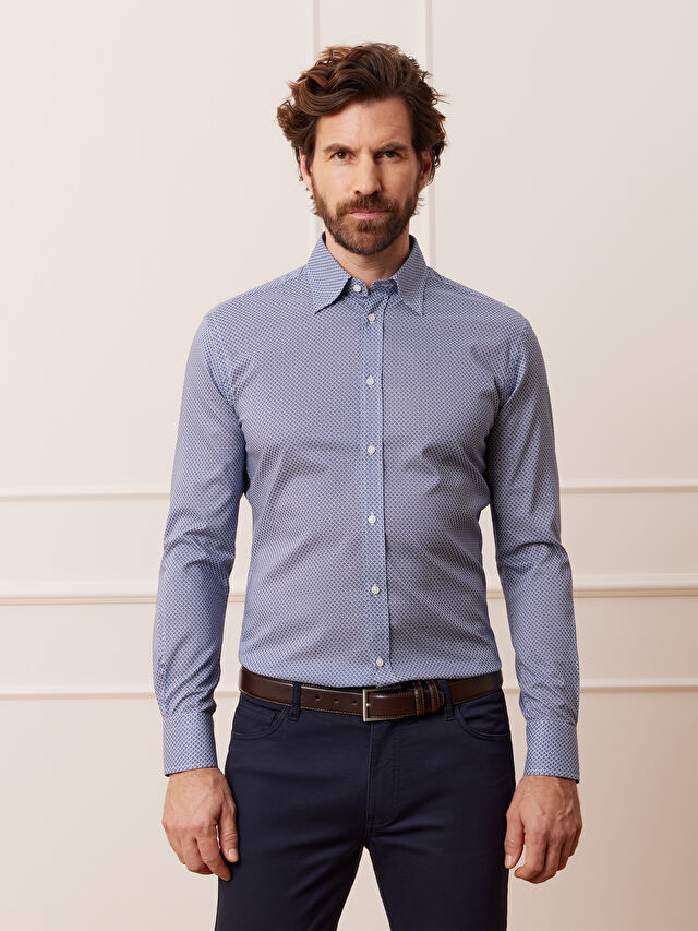 NIEBIESKA KOSZULA CAPRI DŁUGI RĘKAW